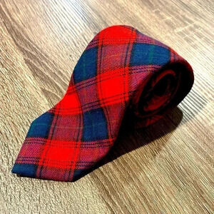 NAUTICA Tartan Plaid 100% Cotton Neck Tie Red Navy Green Length 61” Width 3”